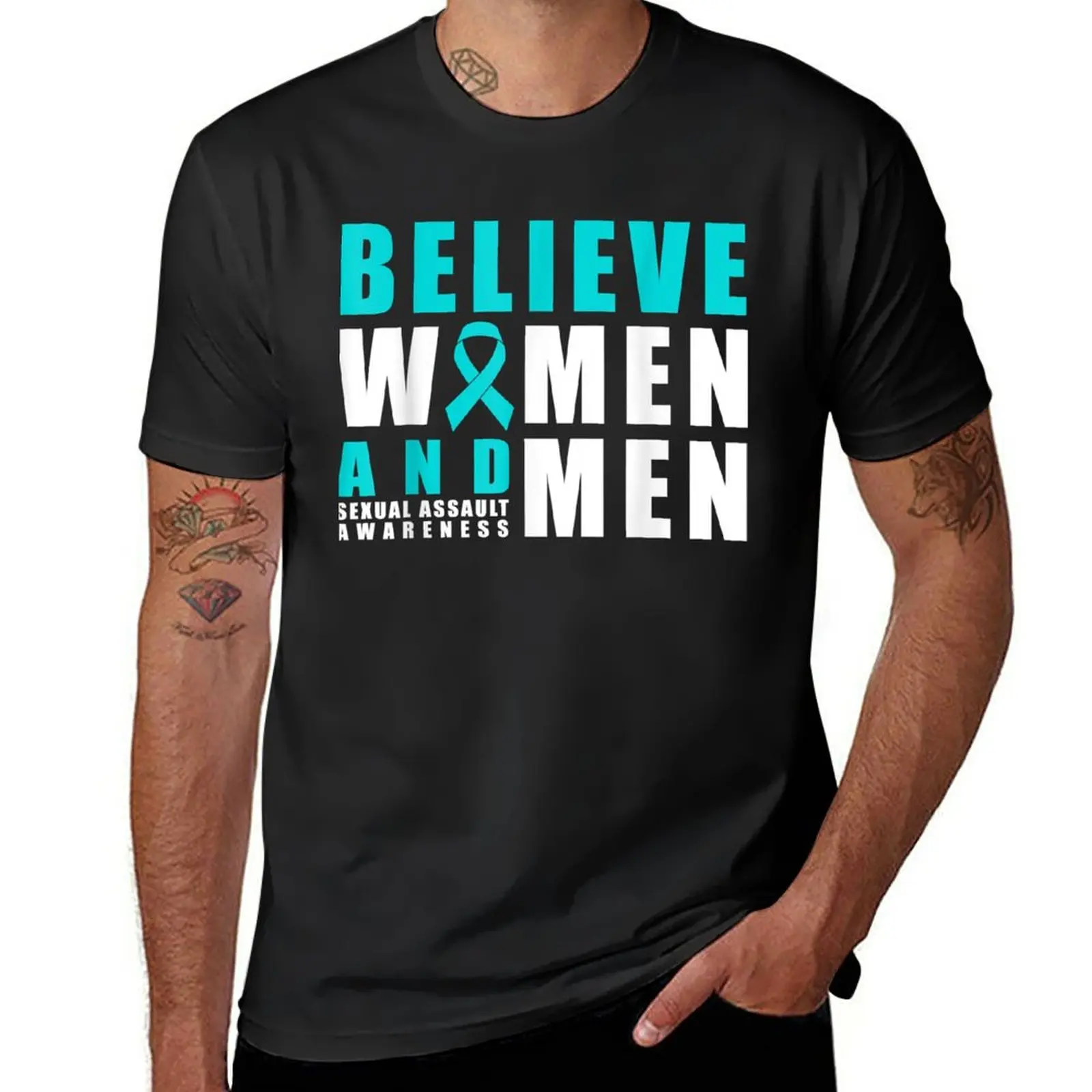 New Belive Women & Men Sexual Assault Awareness Ribbon T-Shirt Blondie T Shirt Sport Fan T-Shirt Magliette Da Uomo