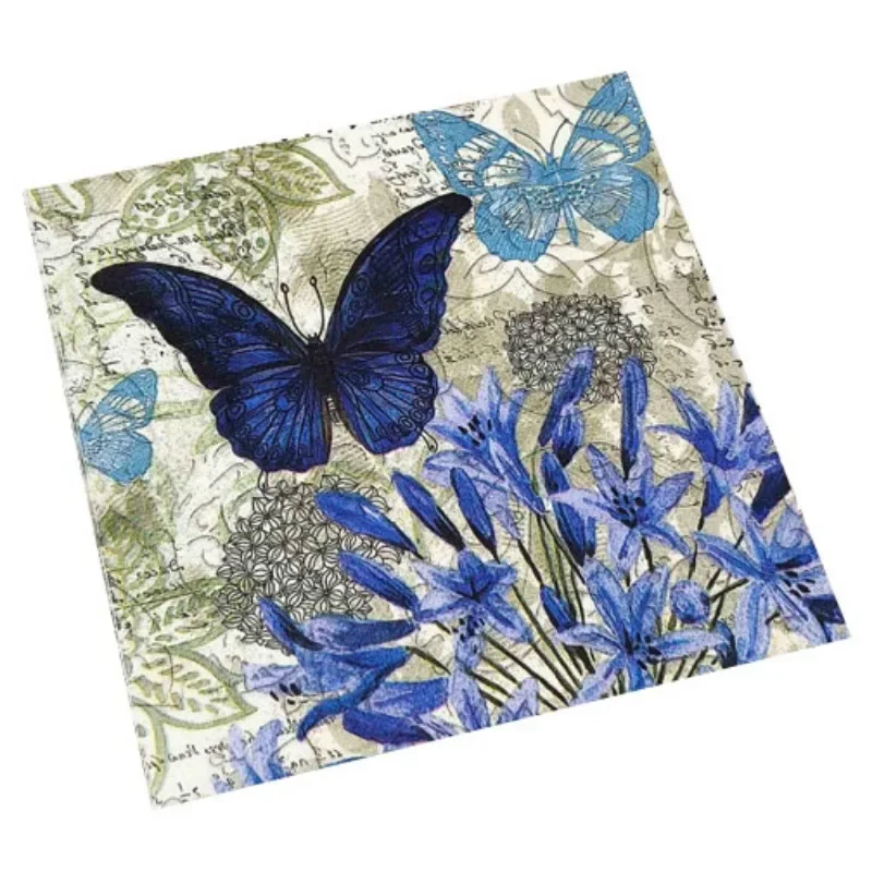 20pcs/pac Butterfly Flower and Grass Colorful Printed Square Paper Napkin Restaurant Cafe Folded Facial Towel 2 Ply 33cm paper napkins