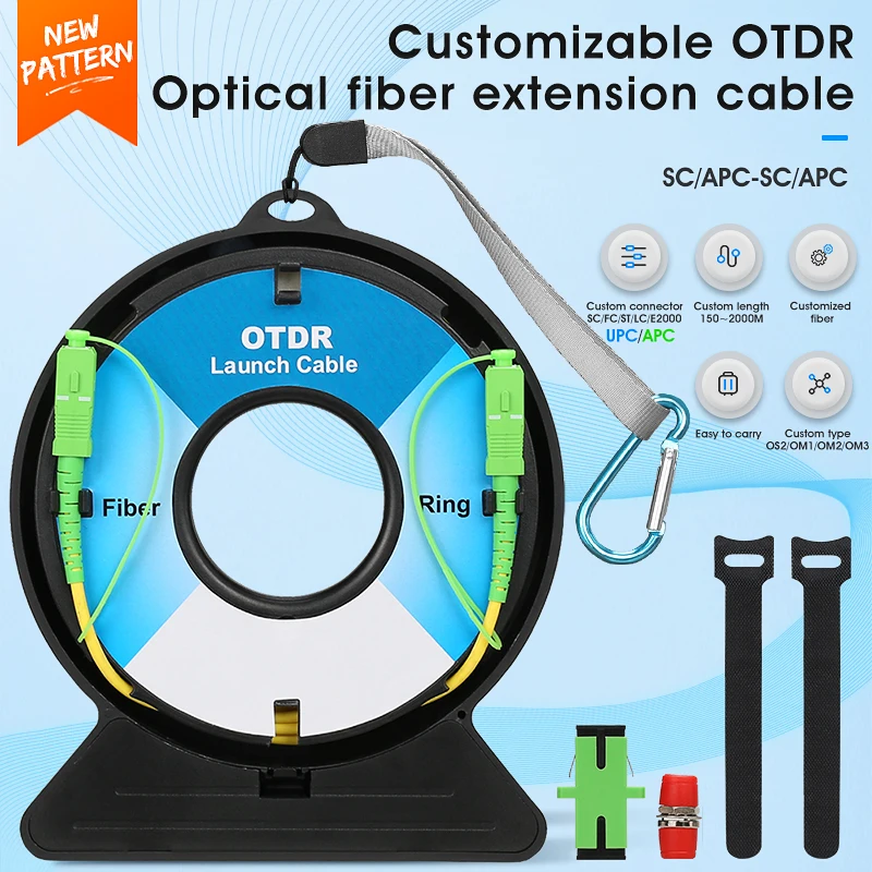 SC/APC-SC/APC OTDR Launch Cable 150M~2KM(Optional) Single Mode OTDR Test Extension Cord OTDR Dead Zone Eliminator Fiber Ring 500m single mode otdr launch cable otdr optical fiber extension cable sc fc st lc upc apc dead zone eliminator aua 2 fiber ring