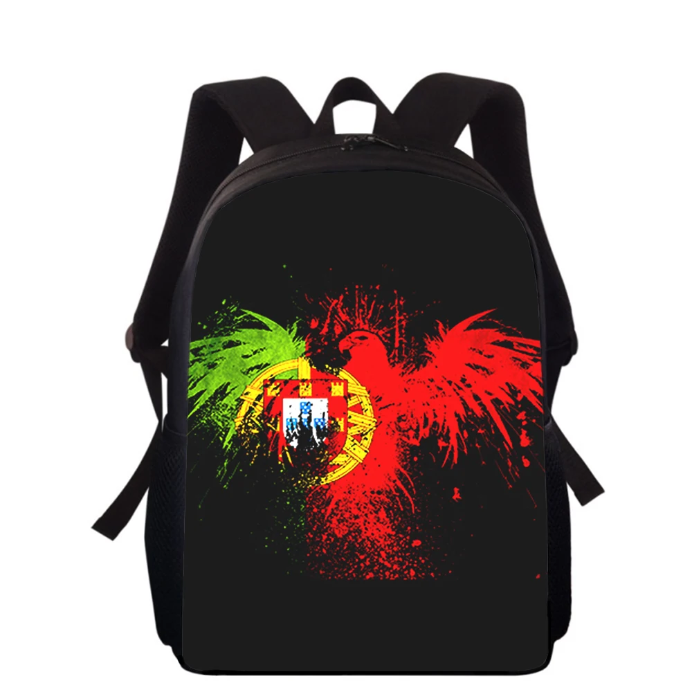 Portugal Flag 15” 3D Print Kids Backpack Primary School Bags for Boys Girls Back Pack Students School Book Bags