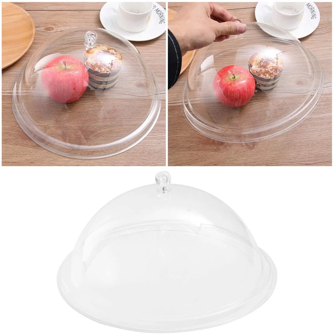 Round Food Meal Cover Drop-Resistant Transparent Food Cover Bread and Snack Acrylic Preservation Dust Cover
