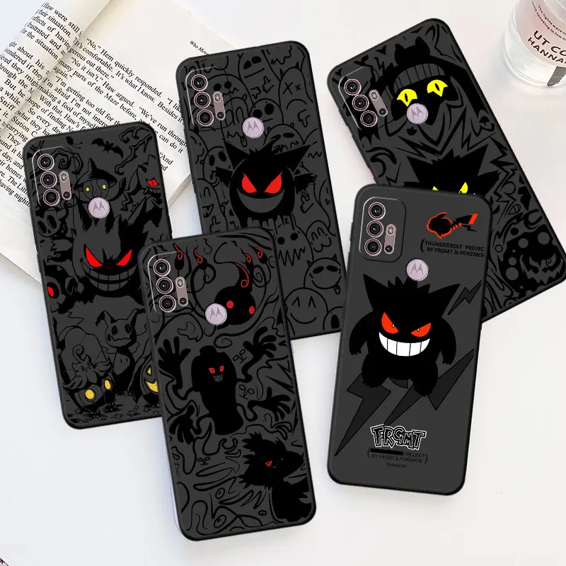 Pokemon Red Gengar P-Pikachu Custodia Per Telefono Per Motorola Moto Edge 30 Neo G8 G22 One Fusion Plus G9Power G72 20 Cover In Silicone Nero