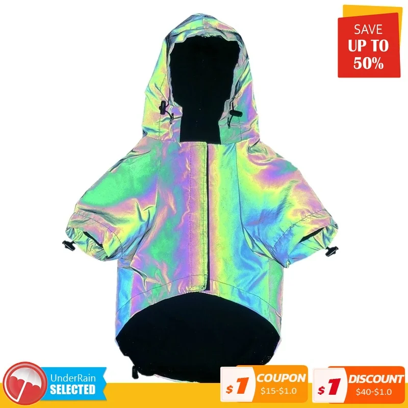 

Fluorescence Waterproof Raincoat Jumpsuit Reflective Rain Coat Sunscreen Outdoor Clothes Jacket for Small Dog Pet Supplies