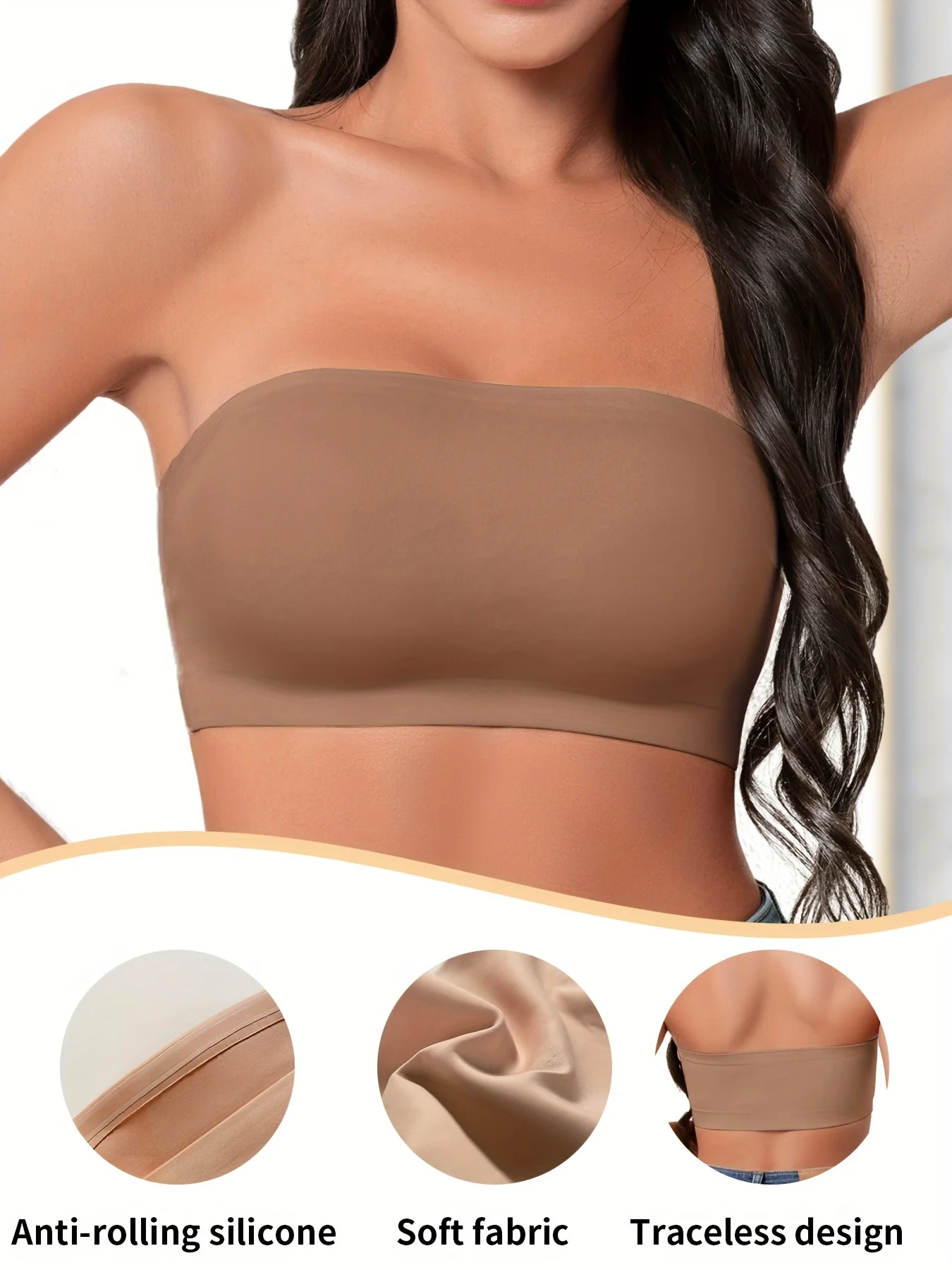 Hot Sale Seven Colors One Piece Women Seamless Strapless Bra Wireless Non-pad Bra Anti-skidding Ice Silk Traceless Strapless Bra 5