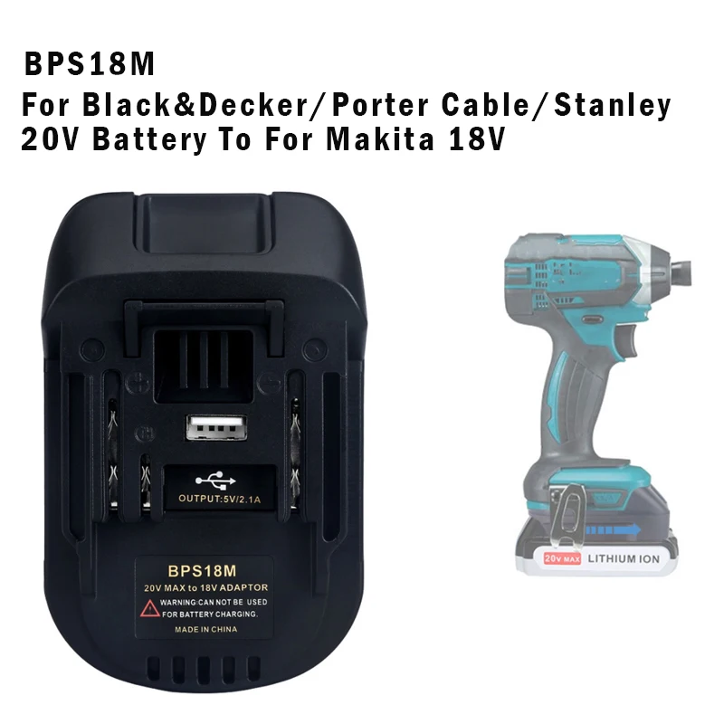 Bateria Adaptador para Porter Cabo Milwaukee Dewalt Bosch 20v Bateria para Makita 18v Ferramenta Substituir 18v Bateria Bps18m Dm18m Bs18mt - Image 5