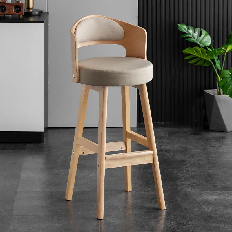 

Wood Accent Bar Stools Luxury Modern Nordic Minimalism European Bar Stools Long Cafe Relaxing Banqueta Postmodern Furniture
