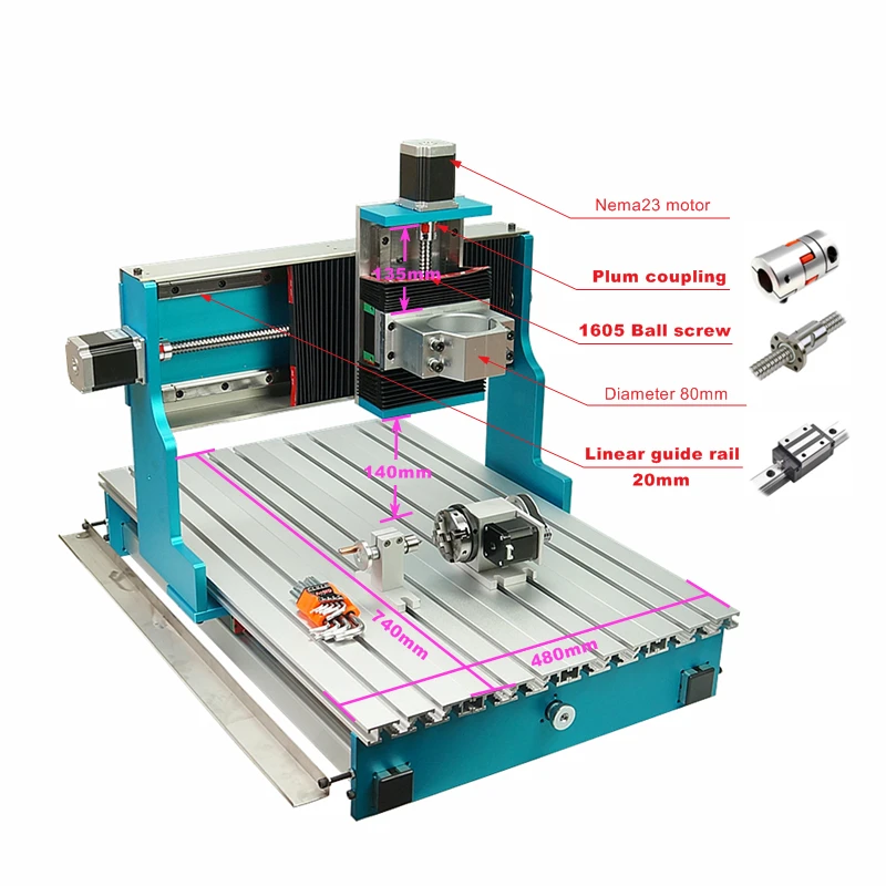 

LY CNC Frame Wood Router 3040L 4 Axis Linear Guideway for DIY Engraving Drilling Milling Machine with Stepper Motors