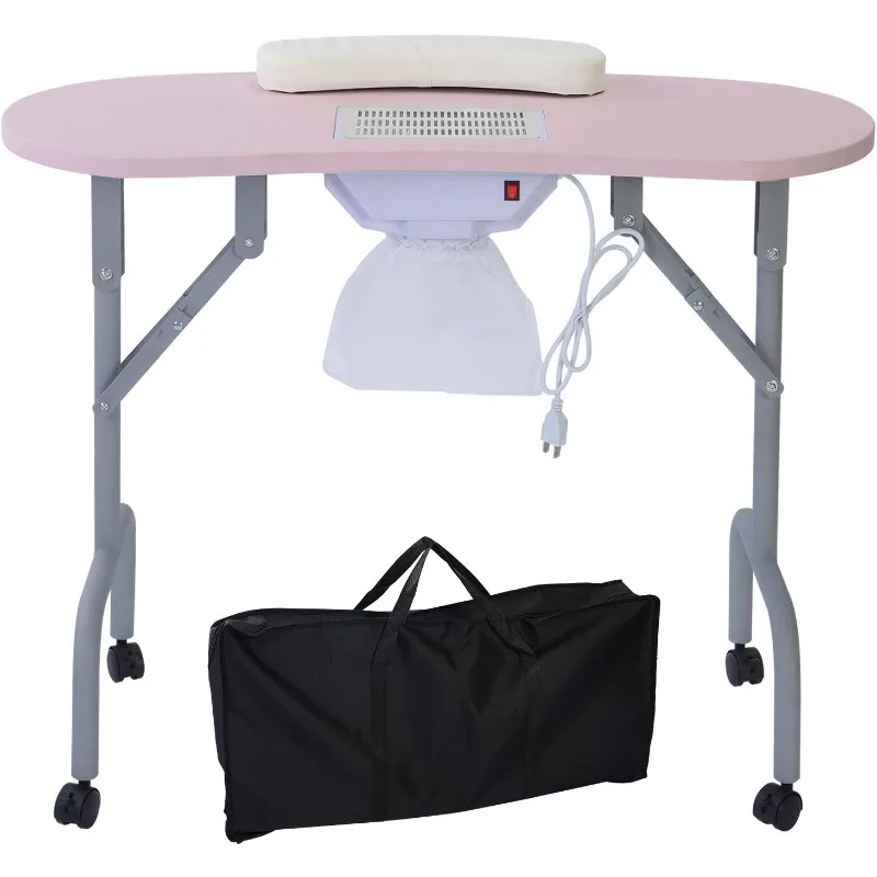 

Portable Manicure Table Foldable Nail Desk with Dust Collector Professional Nail Tech Table for Technician Spa Salon Workstation
