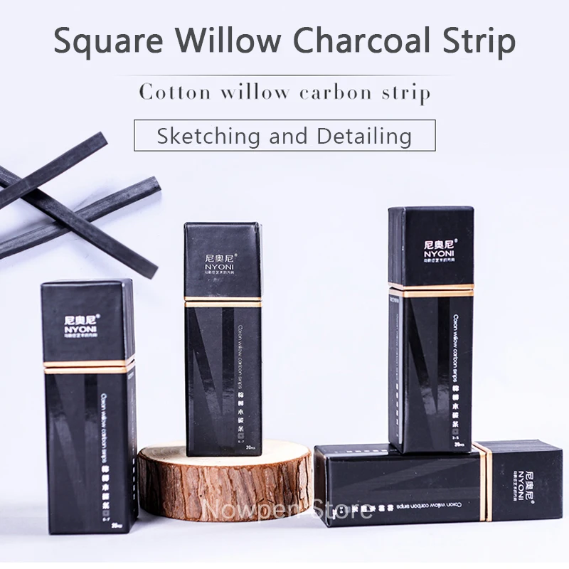 사각형 코튼 버드나무 숯 스트립, 스케치 탄소 아트 드로잉 용품, N8137 20 개/세트, 3-5mm, 5-7mm, 7-9mm