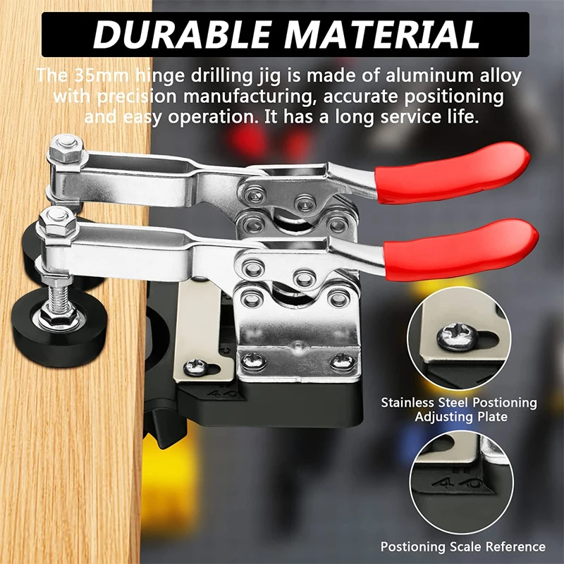 Ensemble De Guides De Perçage Multifonctionnels Pour Le Travail Du Bois, Trou De Charnière De 35mm, Ensemble D'outils D'installation De Porte D'armoire