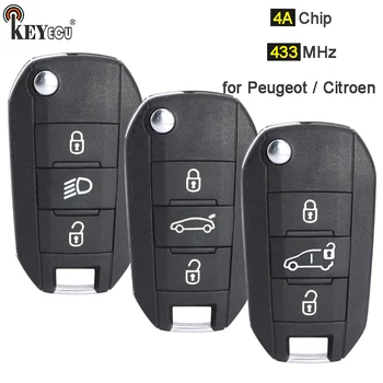 Keyforkess 433MHz ID46 Chip CE0536 / CE0523 Modello RemoteKey Fob 3 Pulsante HU83/ VA2 Lama per Peugeot 807 407 308 307 207 CC di Esperti