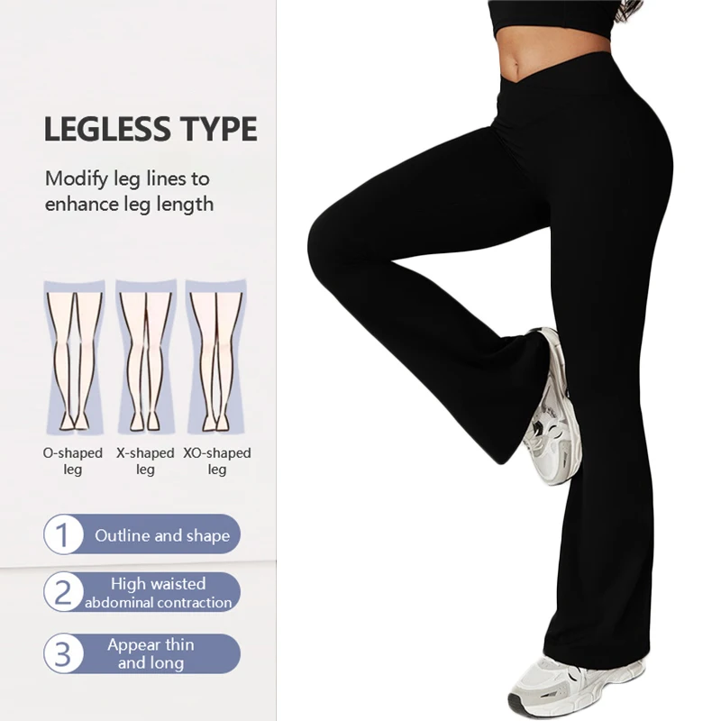 Butt Lifting Flared Leggings Yoga Pants Women's Sexy Sports Tights High Waisted Wide Leg Gym Pants Fitness Workout Legging Woman 2