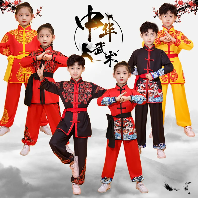 Chinese Folk Dance Traditional Clothes Kung Fu Wushu Uniform Changquanorm Costume Kids Outfit Boy Martial Arts Hanfu dragon Lion dance dress chinese traditional costumes