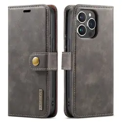 Vintage Flip Phone Case with Removable Back & Built - in Magnet for iPhone 17 e (Gray)