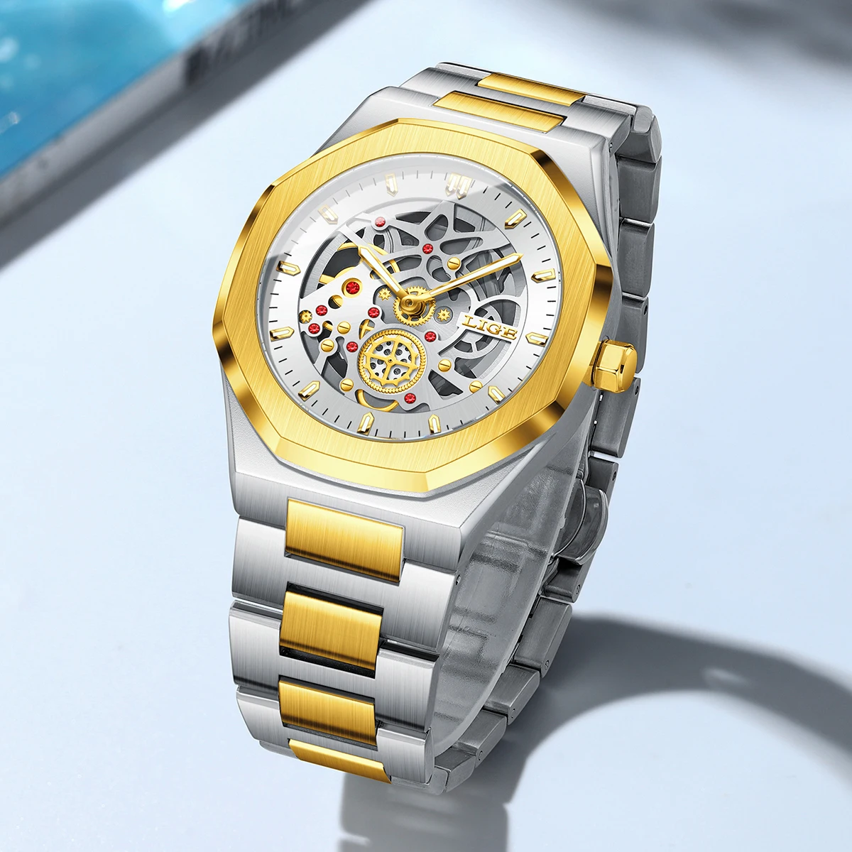 LIGE Luxury Men's Skeleton Design Quartz Wristwatch – Waterproof & Luminous with Steel Strap