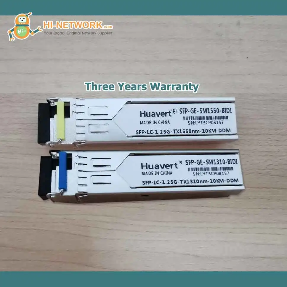 Huavert 1.25G 1310/1550nm GE 10KM BIDI Simplex LC-SC SFP Optical Transceiver Compatible With Cisco Mikrotik Huawei HP Etc Brands трансивер 10ge 40km lc sm sfp 10g er 1310 huawei