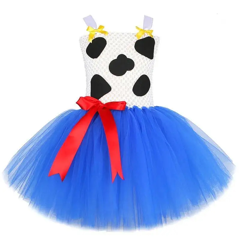 Cowgirl Jessie Costumes with Hat Girls Christmas Halloween Tutu Dress for Kids Cowboy Woody Birthday Party Role Playing Outfits
