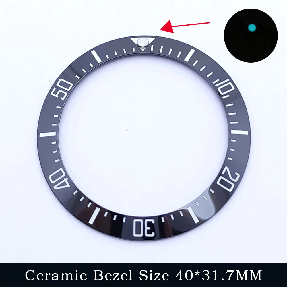 Elegant Sloping Blue-Green Luminous Ceramic Bezel Insert
