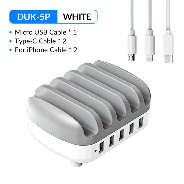 ORICO 5-Port USB Charging Station with Holder, 40W Power Output