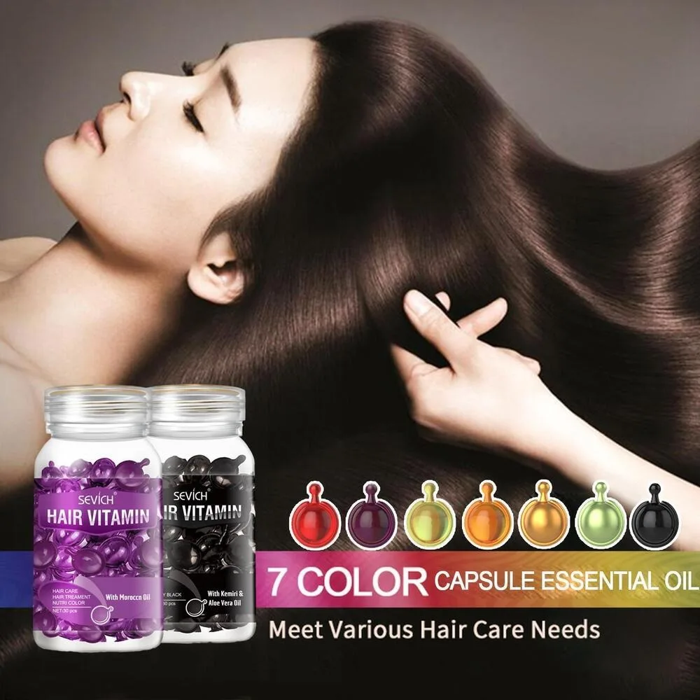 

30Pcs Soft Smooth Silky Hair Vitamin Capsule Keratin Complex Oil Hair Care Repair Damaged Hair Serum Anti-Loss Moroccan Hair Oil