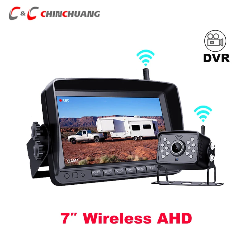 

Wireless AHD 7 Inch DVR Monitor 720P High Definition Night Vision Rear View Backup Recorder Camera for Truck Bus Car Reversing