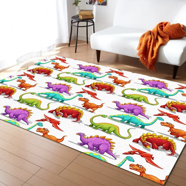 Cartoon Dinosaur Carpets for Living Room Home Decor Children's Room Anti-slip Crawling Mat Bedroom Bedside Foot Pad Doormat 2