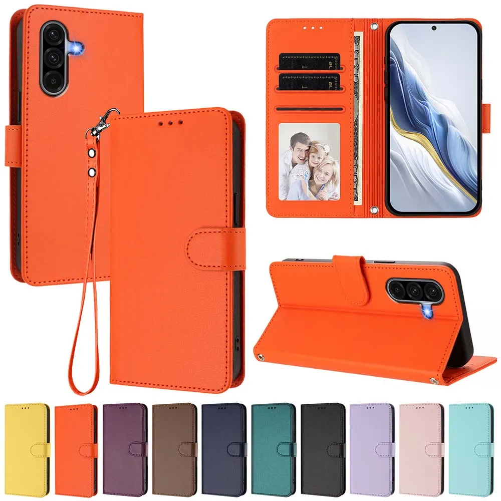 Stylish Leather Flip Wallet Phone Case - Elegant Design with Built-In Card Holder