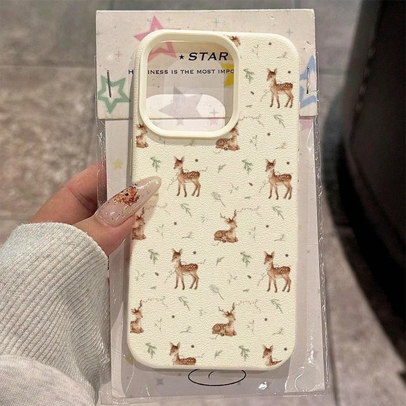 Adorable Deer & Floral TPU Phone Case with Air Cushioning Protection