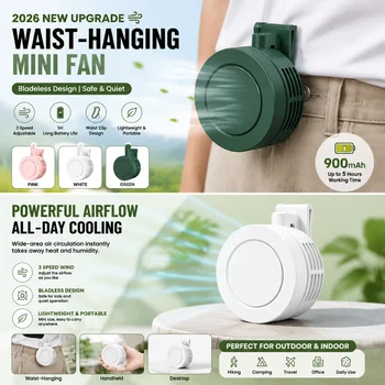 Rechargeable Mini Waist Fan | Portable Bladeless Handheld Desktop Fan with Waist Clip for Outdoor Use 1