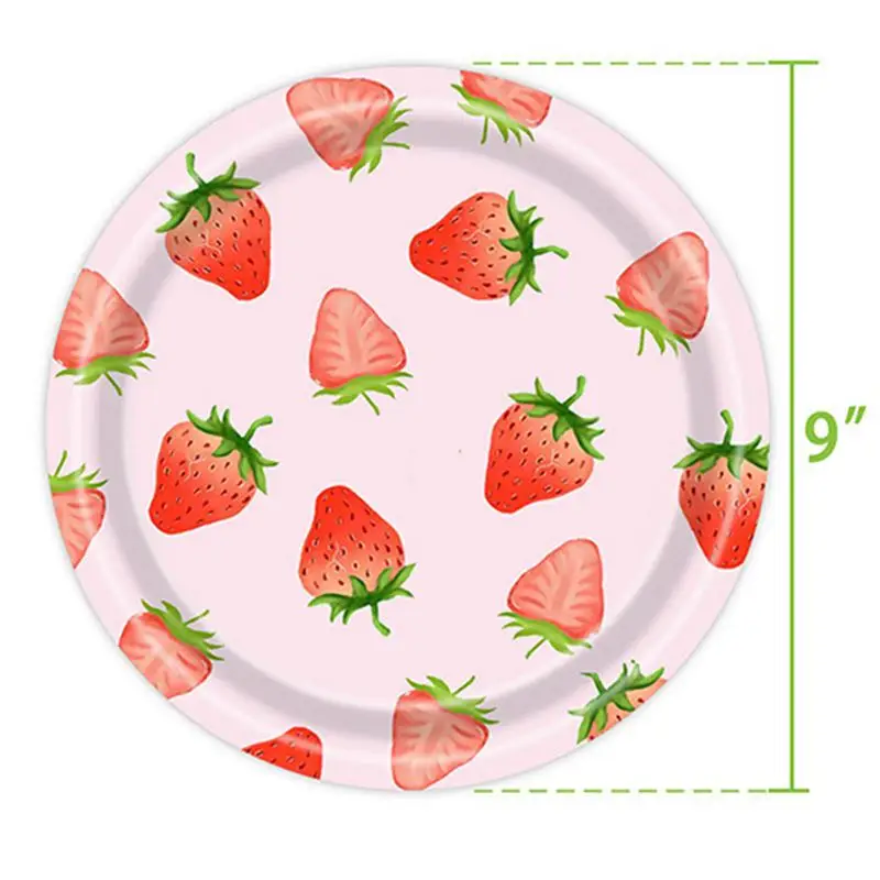 Strawberry-Themed Pink Party Tableware Set