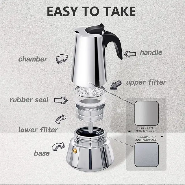 Italian Coffe Machine Moka Pot Used With Stainless Steel Filter