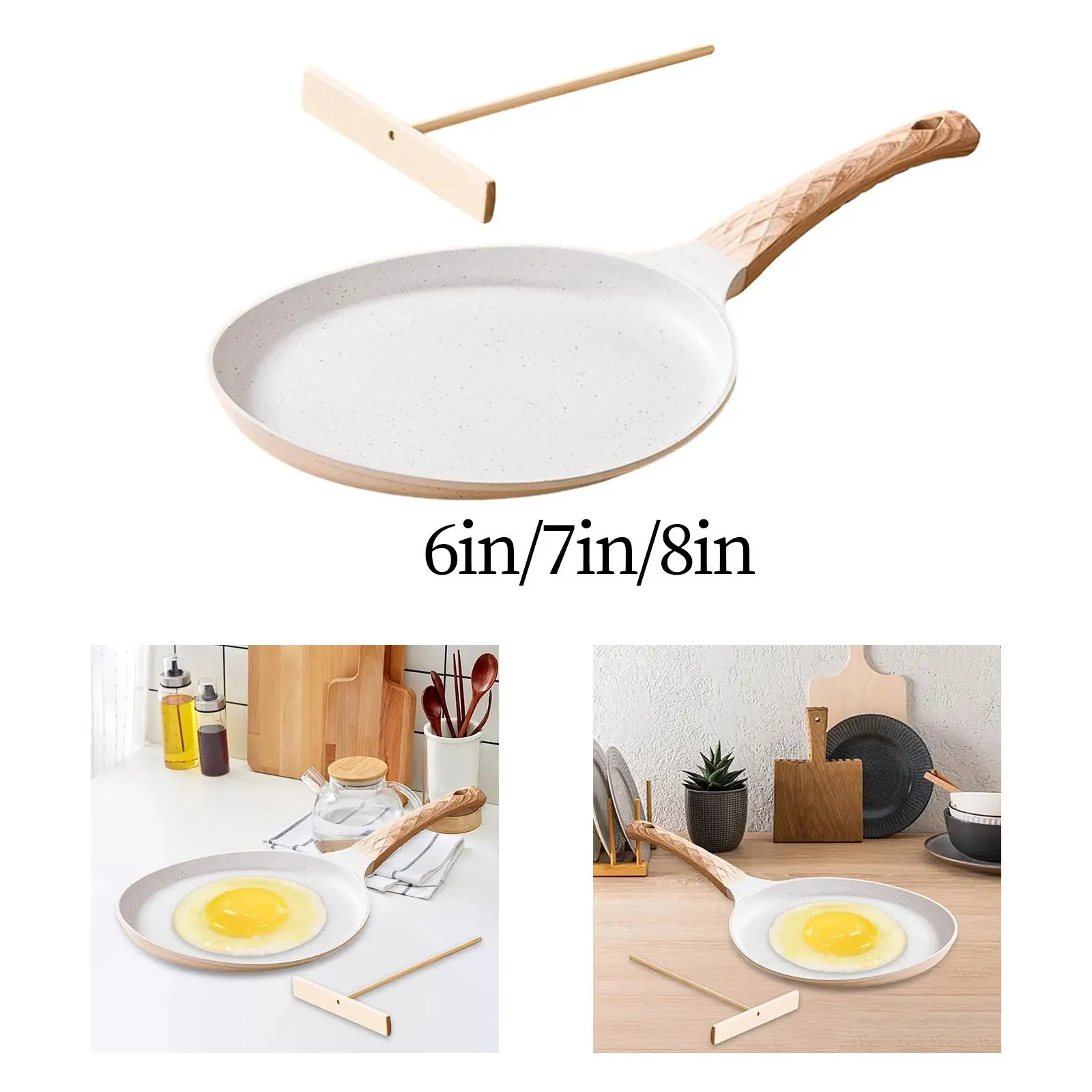 Nonstick Crepe Pan Multiuse Portable Easy to Clean Flat Pan Handle Flat Skillet for Pancakes Egg Omelet Stovetop BBQ Cooktop