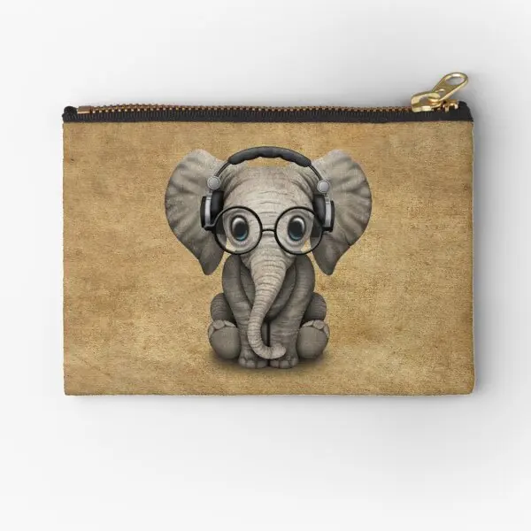 

Милое детское нижнее белье в виде слона для диджея, наушники на молнии, карманы, маленькая упаковка, хранение монет, женское нижнее белье, чистые косметические носки