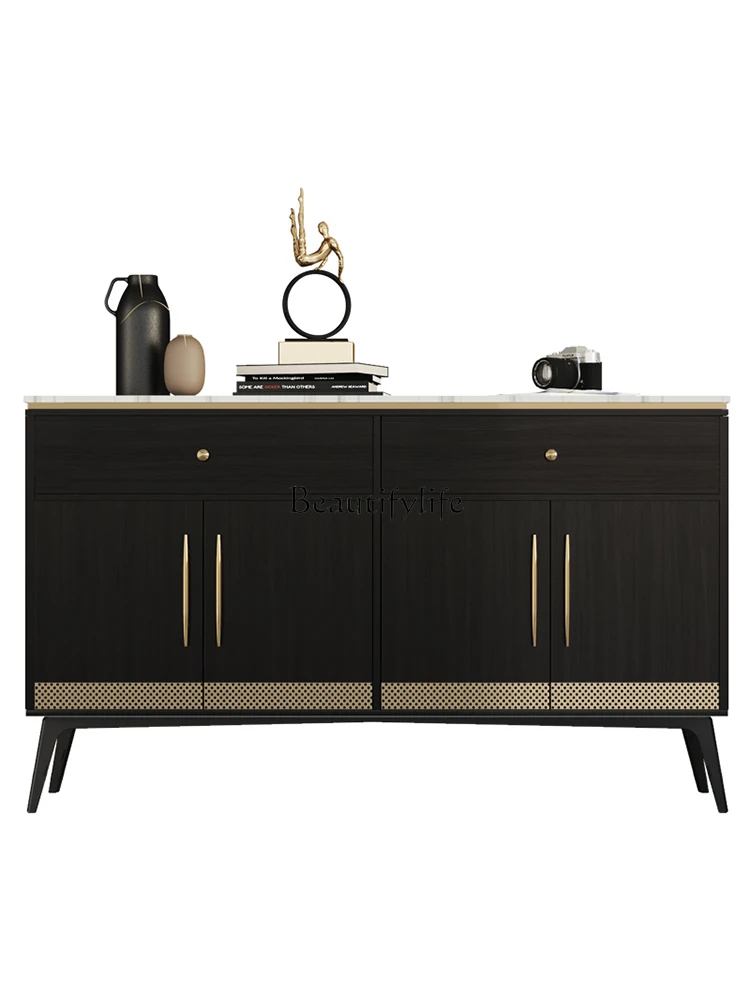 Italian-Style Light Luxury Solid Wood Shoe Cabinet Home Doorway Simple Modern Artistic Black Storage Cabinet