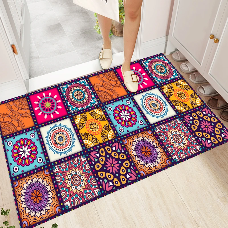 Polyester Multicolor Printed Floor Mats Kitchen Rugs & Mat Set for Kitchen,  Bedroom, Hotel