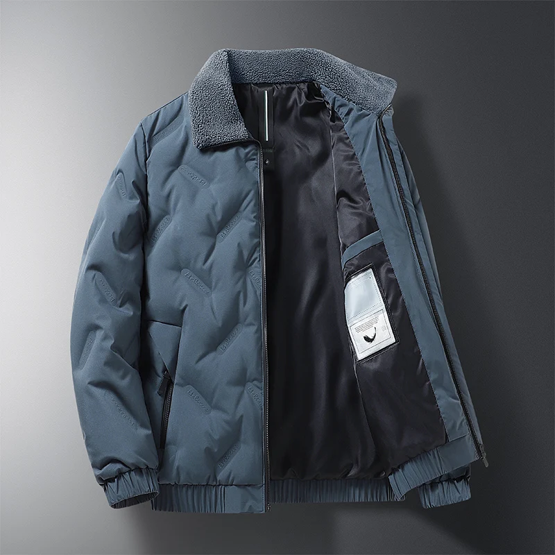 

Куртка мужская модная теплая зимняя короткая пуховая куртка легкий дизайн Повседневный стильный меховой воротник Корейская версия ветровка анорак