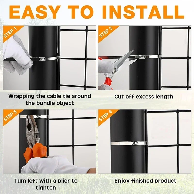 Metal Cable Ties Stainless Steel Self Locking Fastening Rings Heavy Duty Cables Tie Strap Exhaust Wrap Organizer For Home Office - Image 6