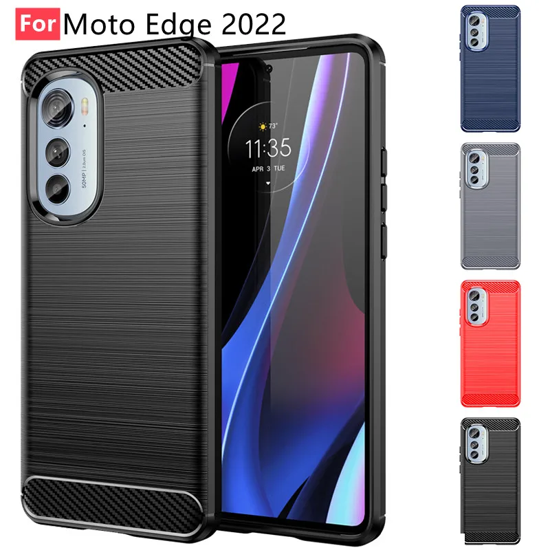 For Motorola Moto Edge Case Carbon Fiber Back Shockproof Soft TPU