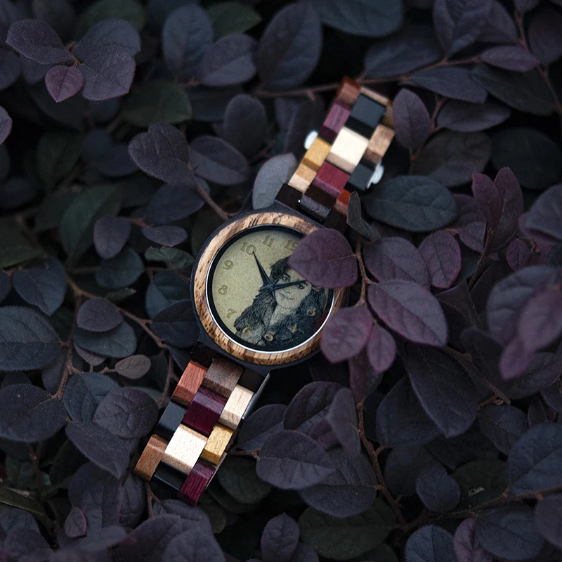 BOBO BIRD Personalized Watch for Men Women Photo Print Wood Wristwatch Birthday Valentine\'s Day Couple Watches Relogio Mascul