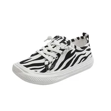 

Slip On Baby Children Cloth Fabric Sneakers Zebra Pattern Hot Sell Casual Street Style Kids Shoes Girls Boys Canvas Shoes F02172