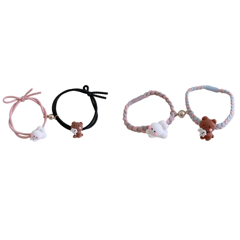 A2ES Lovely Rabbits Elastic Rope Best Friend 2x Bracelet for Daughter Children