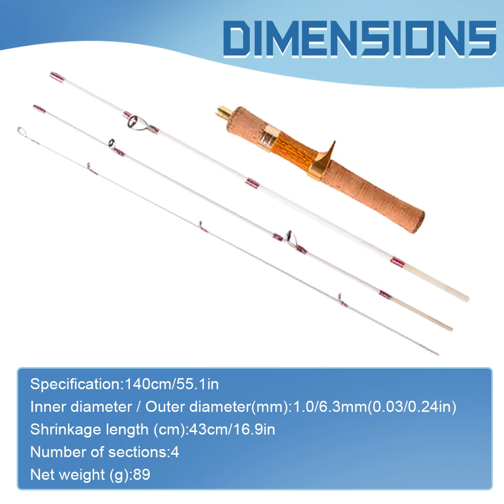 Ejection Fishing Rod Four-Section Portable Travel Stream Fiberglass Trout Rod Fishing Pole for Stream Freshwater