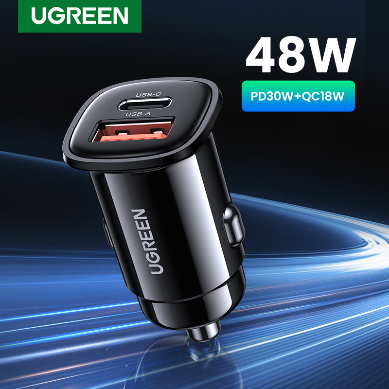 ãNEW-INãUGREEN USB Car Charger 30W Quick Charge 4.0 QC4.0 QC3.0 PD Type C Fast Car USB Charger For iPhone 15 Xiaomi Mobile Phone