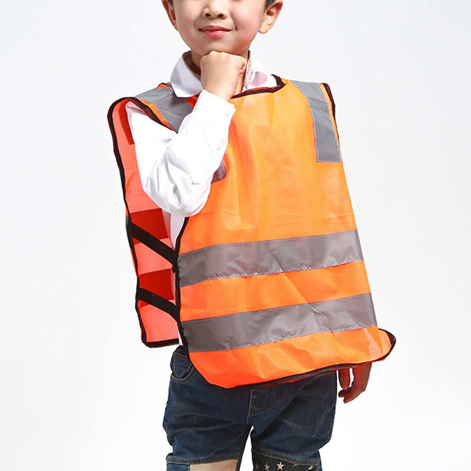 

High Visibility Children Reflective Vest Jackets Fluorescent Traffic Work Road Clothes with Reflective Strips
