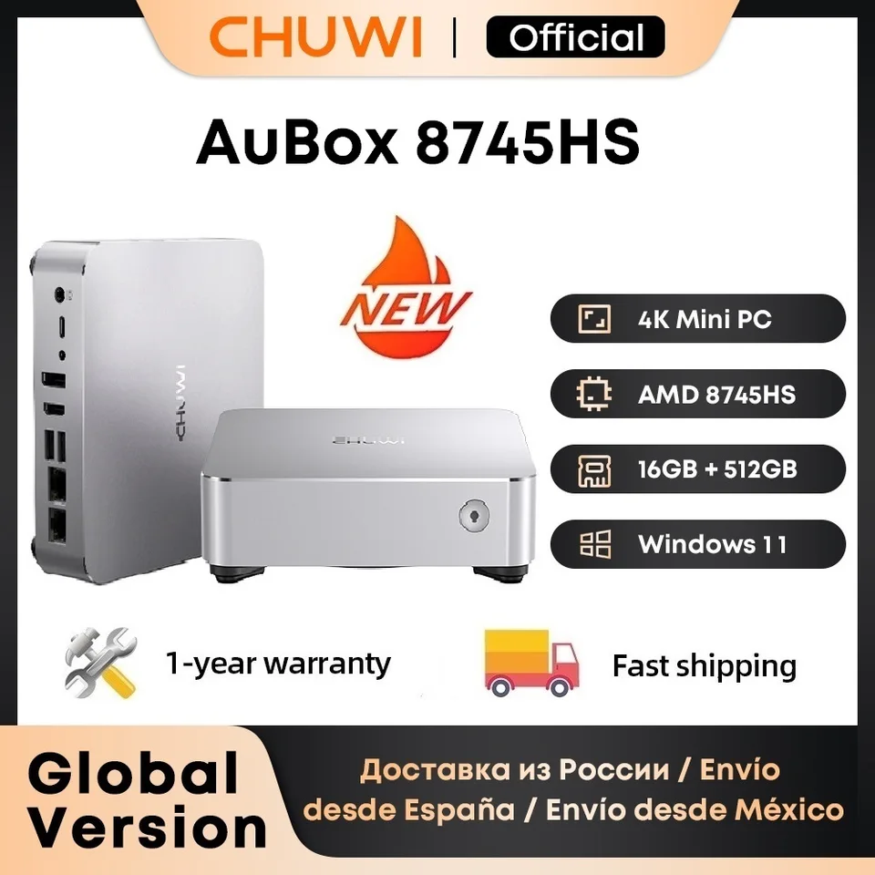CHUWI AuBox Mini PC AMD Ryzen 7 8745HS 16GB DDR5 512GB SSD