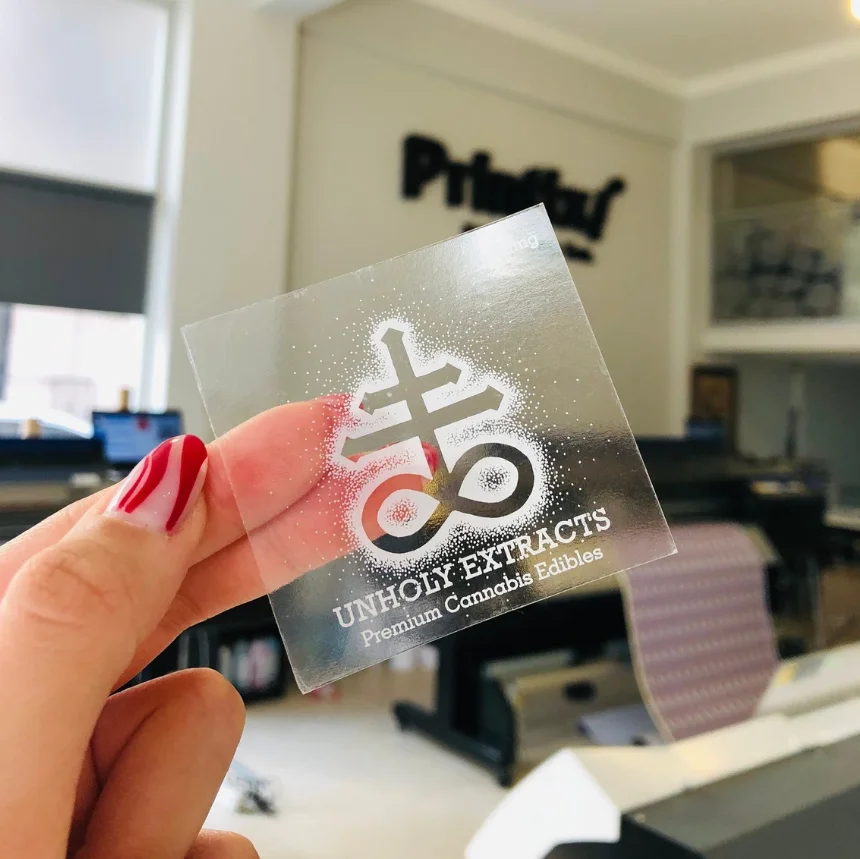 50pcs Custom Clear Stickers with White Ink – Personalized Waterproof Transparent Labels... - SKU SSL900293 - UGI Packaging