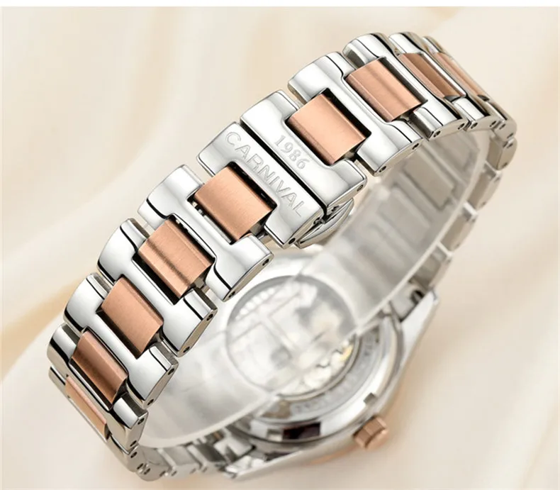 CARNIVAL Luxus Automatische Mechanische Frauen Uhren Mode Diamant Damen Starry Sky Uhr Wasserdichte Weibliche Uhr Für Geschenk_voghion.com