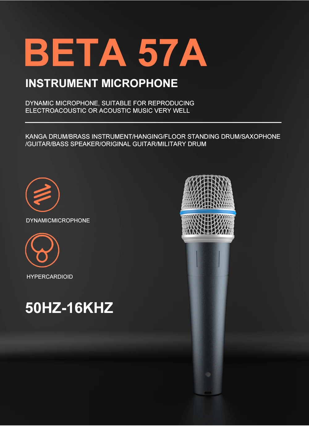 Drum Microphone BETA 56A 52A 57A Musical Instruments Mic For Band DJ Stage Instrumental Performance Recording Live