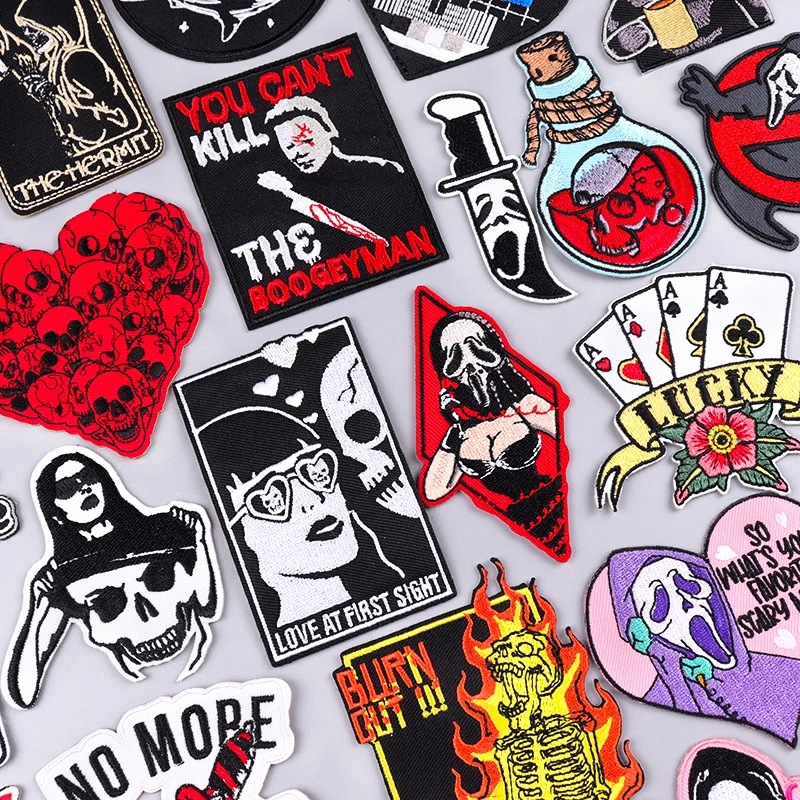 

Punk Girl Iron On Patch For Clothing Embroidery Clothes Applique Ironing Sticker Fusible Patch On Jacket DIY Clothes Accessories