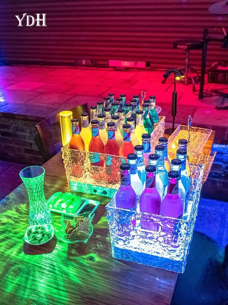 Seau à Glace LED 12 Litres Grande Capacité Lumineux Avec 7